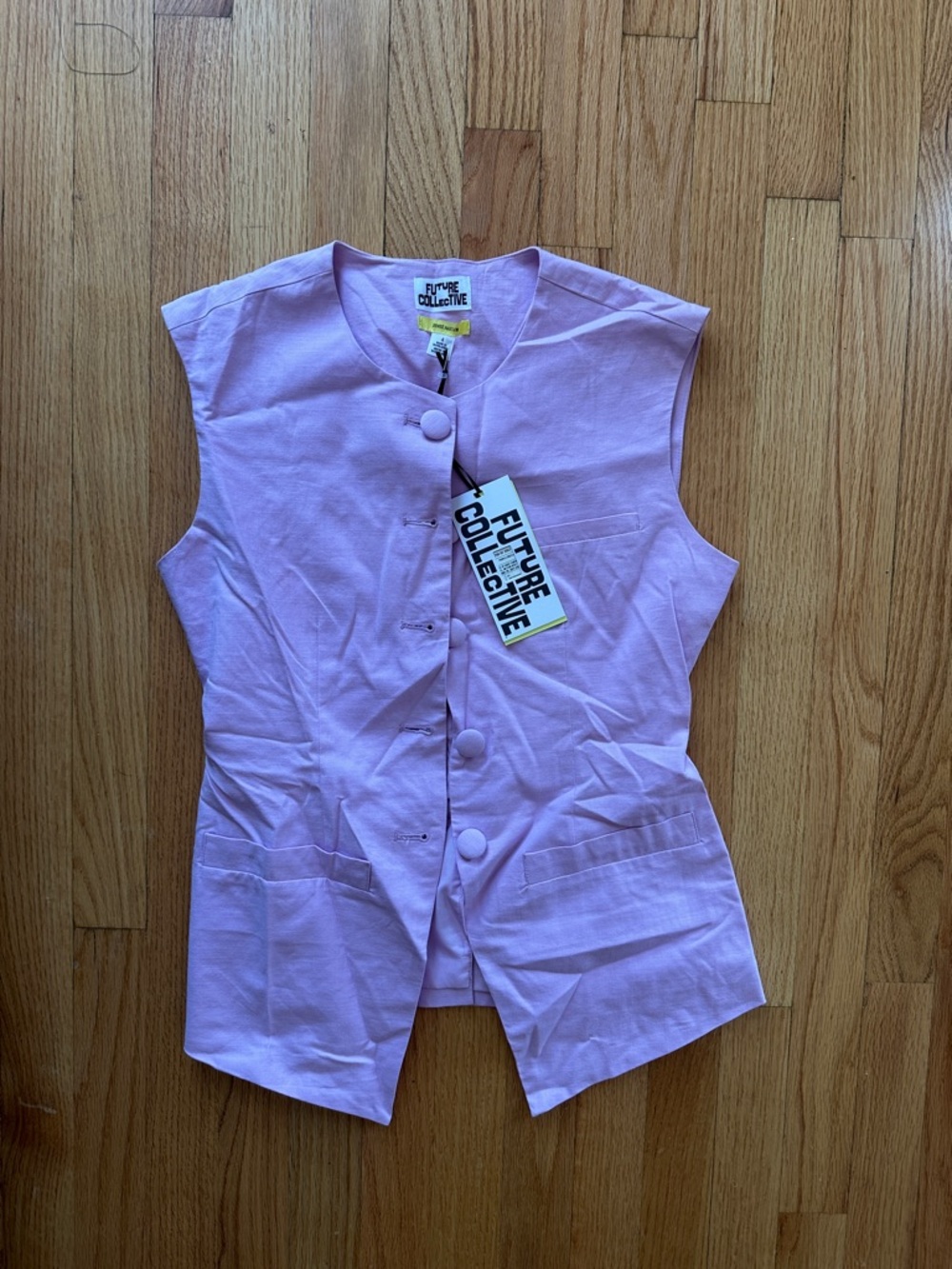 Future Collective Lavender Sleeveless Button-Front Top